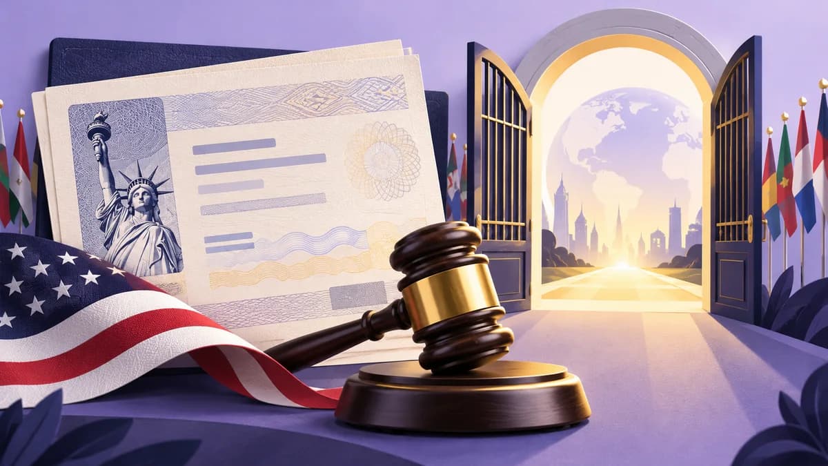 Редакционная иллюстрация: Иммиграционные визы для 75 стран: январская пауза снята судом
